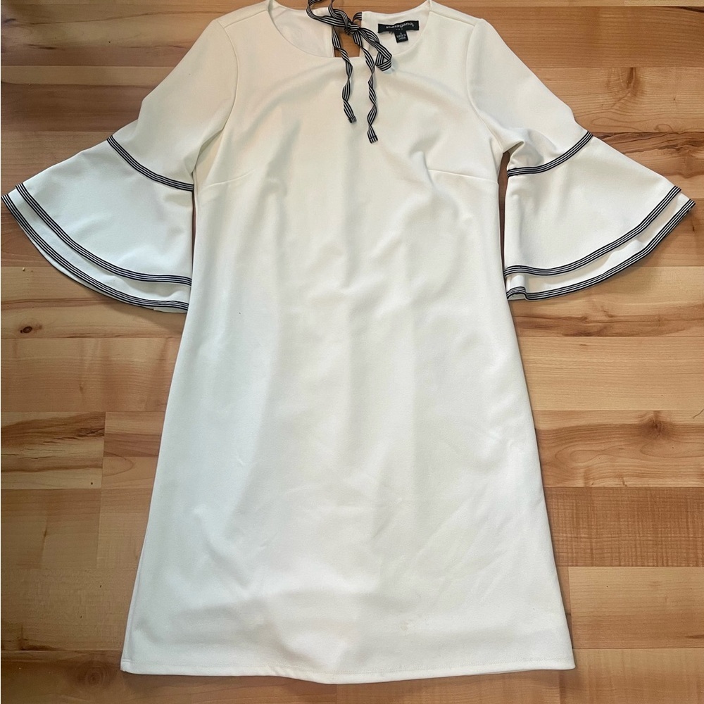 Sharagano White Bell Sleeve Dress Size 4